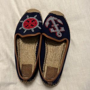 Tory Burch size 10 nautical flat espadrilles